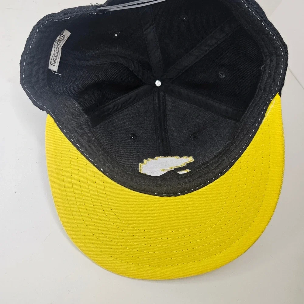 Pac-Man Snapback Hat Black Yellow Pixel Ghost Retro style Flat Bill Cap